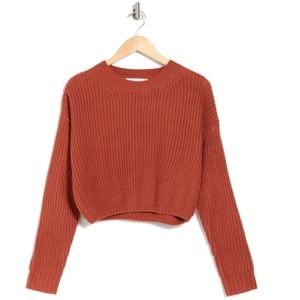 Elodie Rust Cropped Crewneck Sweater Size Large